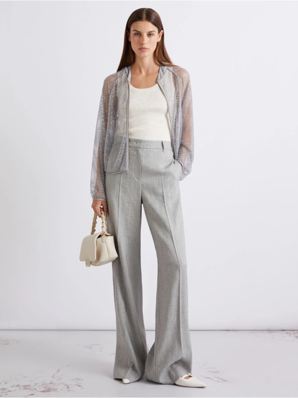 NWT Marella Women's Gray Pocket Flared Pants Sz 4